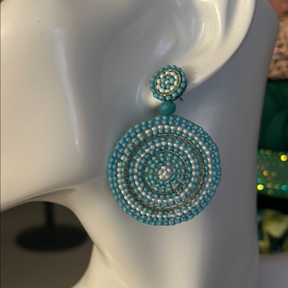 Turquoise Beaded Statement Earrings